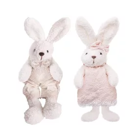   IRIS dekor textil nyuszi fehér/lila virágmintás 2 szortiment 16cm