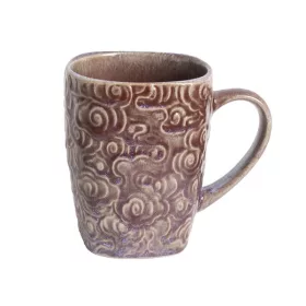 Cană ceramică IRIS cu model floral violet 400ml