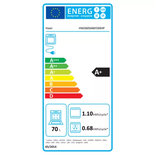 Haier HWO60SM6FS9XHP fekete, beépíthető, sütőtér: 70L, sütő