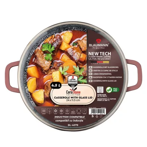 Blaumann BL-4079 Colecția Cerastone, ghiveci de 24 cm cu capac, 4,5 l