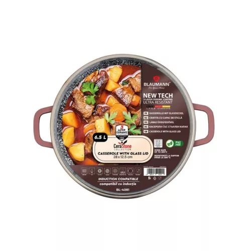 Blaumann BL-4081 Colecția Cerastone 6.5L, oală cu capac, 28 cm