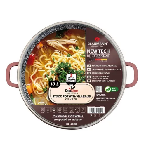 Blaumann BL-4088 10L Colecția Cerastone Ghiveci cu picior și capac, 28 cm