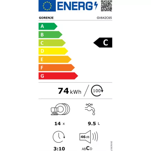 Gorenje GV642C65 počet programov: 6, vstavaná, 14-miestna umývačka riadu
