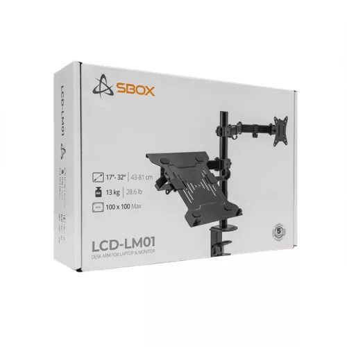Sbox LCD-LM01-2 17"-32" asztali laptop és monitor tartó konzol