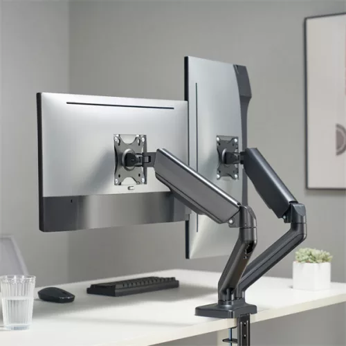 Sbox LCD-S024-2 17"-32" dönthető, forgatható asztali dual monitor tartó konzol