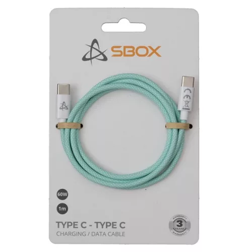 Dátový a nabíjací kábel Sbox TYPE-C-1-G 1m 60W Type-C zelený