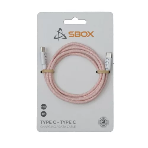Dátový a nabíjací kábel Sbox TYPE-C-1-P 1m 60W Type-C ružový