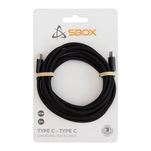 Dátový a nabíjací kábel Sbox TYPEC-2-B 2m 60W Type-C čierny