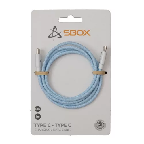 Dátový a nabíjací kábel Sbox TYPE-C-1-BL 1 60W Type-C modrý