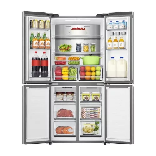 Hisense RQ5P470SAID szürke, négyajtós, Hűtő:304L, Fagyasztó:179L, Total No frost hűtőszekrény