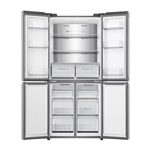 Hisense RQ5P470SAID szürke, négyajtós, Hűtő:304L, Fagyasztó:179L, Total No frost hűtőszekrény
