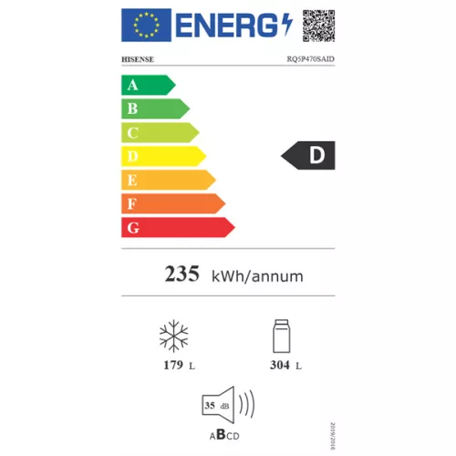 Hisense RQ5P470SAID szürke, négyajtós, Hűtő:304L, Fagyasztó:179L, Total No frost hűtőszekrény