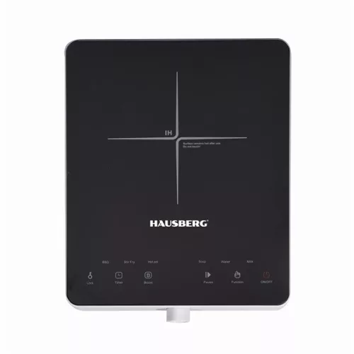 Hausberg HB-1526AB 2000W čiernobiela elektrická indukčná varná doska s jednou platňou a dotykovým ovládaním