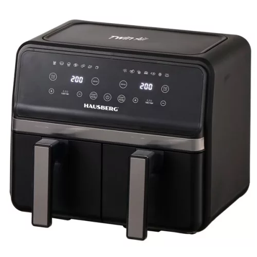 Hausberg HB-2373NG 2200-2400W dvojitý košík čierna 8,4 l teplovzdušná rúra (horkovzdušná fritéza/horkovzdušná fritéza)