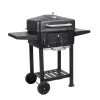 TOO BG-200B schwarzer BBQ-Holzkohlegrillwagen mit zwei Seitentischen