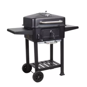   TOO BG-200B schwarzer BBQ-Holzkohlegrillwagen mit zwei Seitentischen