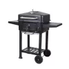 TOO BG-200B schwarzer BBQ-Holzkohlegrillwagen mit zwei Seitentischen