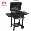 TOO BG-200B schwarzer BBQ-Holzkohlegrillwagen mit zwei Seitentischen