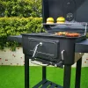 TOO BG-200B schwarzer BBQ-Holzkohlegrillwagen mit zwei Seitentischen