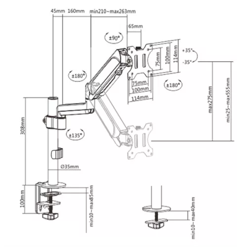 Gembird MA-DA1P-01 17"-32" egykaros asztali monitor tartó konzol