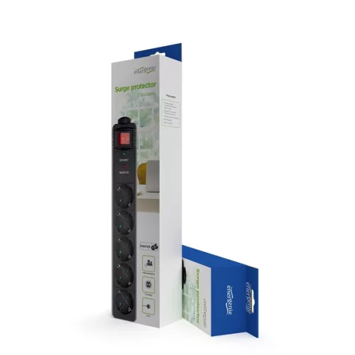 Gembird SPG5-C-10 Energenie 3m Schuko 5-pinový čierny predlžovací kábel