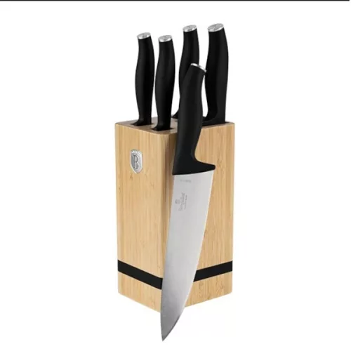 Set de cuțite Berlinger Haus BH/2968 antracit mat, 6 piese, cu suport din bambus