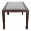IRIS GF-220BR ECO barna műanyag kerti asztal rattan üveglappal 90x150cm