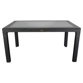   IRIS GF-220A ECO antracit műanyag kerti asztal rattan üveglappal 90x150cm
