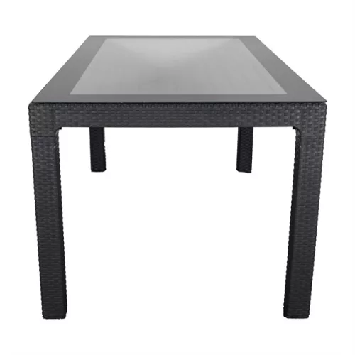 IRIS GF-220A ECO antracit műanyag kerti asztal rattan üveglappal 90x150cm