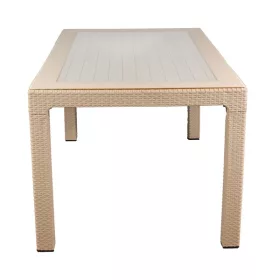   IRIS GF-810C ORIGINAL CAPPUCCINO műanyag kerti asztal rattan üveglappal 90x150cm