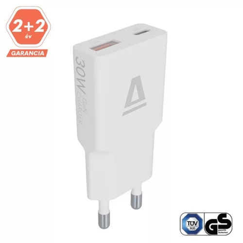 AVAX CH641W NANO SLIM 30W USB-C (PD3.0)+USB-A (QC3.0) fehér hálózati töltő