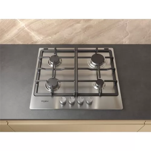 Whirlpool TKRL 660 IX Edelstahl, Einbaugerät, Gas, 4 Kochzonen, Einbaubreite: 56 cm, Kochfeld