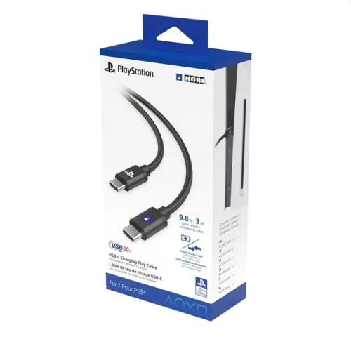 Hori SPF-041E Charging Play 60W 3m PlayStation 5 DualSense USB Type C adat és töltő kábel