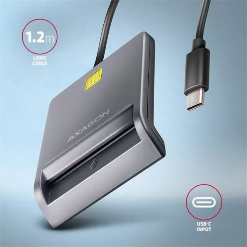 Čítačka čipových kariet Axagon CRE-SM3TC USB-C Smart card FlatReader