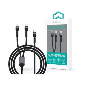   Dátový a nabíjací kábel Devia ST111653 Extreme Speed ​​Series 1,2 m 60 W + 12 W Type-C/Type-C + Lightning, čierny
