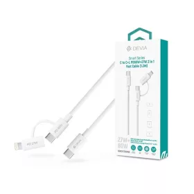   Dátumový kábel a načítanie Devia ST121485 Smart Series, 1,2 m, 60 W + 27 W PD, špička C / špička C + biela Lightning
