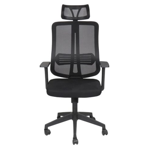 IRISOffice Felix fekete, ergonómikus, szövet-hálós irodai forgószék fejtámasszal