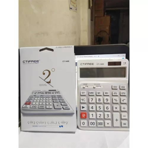 CTIFREE CT-140E fehér ergonómikus számológép, 145x198mm, 14 számjegy, dual power, 2 év garancia