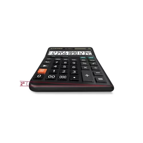 CTIFREE UL-140E-BK fekete ergonómikus számológép, 145x198mm, 14 számjegy, dual power, 2 év garancia