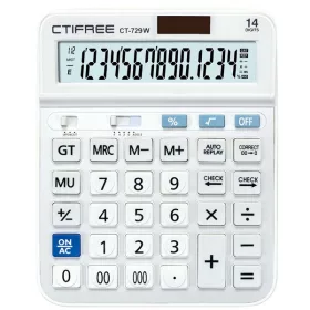   CTIFREE CT-729W fehér számológép, 153x203mm, 14 számjegy, dual power, 2 év garancia
