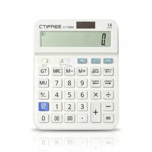 CTIFREE CT-729W fehér számológép, 153x203mm, 14 számjegy, dual power, 2 év garancia