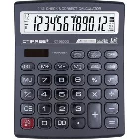   CTIFREE CT-9600G szürke színű számológép, 155x200mm, 12 számjegy, dual power, 2 év garancia