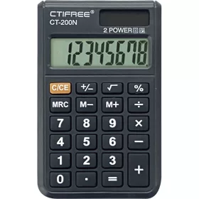   CTIFREE CT-200N mini fekete számológép, 62x96mm, 8 számjegy, dual power, 2 év garancia