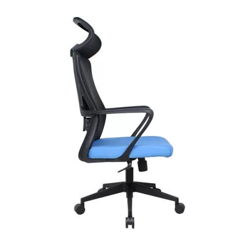 IRISOffice Astra plavo/crna ergonomska uredska okretna stolica od tkanine i mrežastog materijala s uzglavljem i naslonom