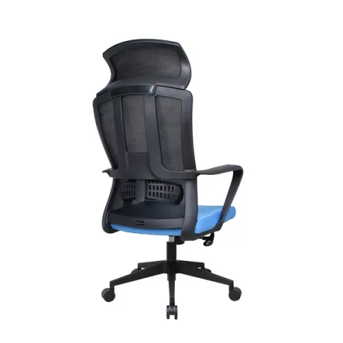 IRISOffice Astra plavo/crna ergonomska uredska okretna stolica od tkanine i mrežastog materijala s uzglavljem i naslonom