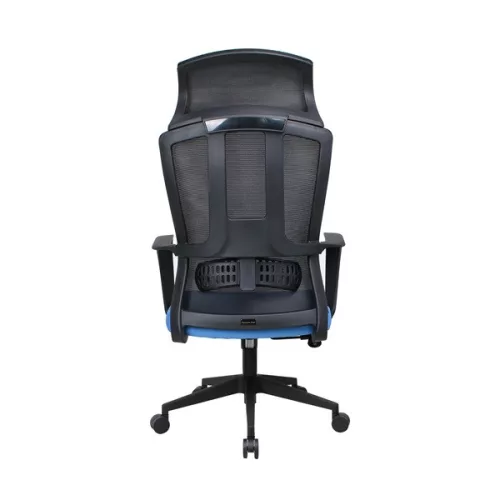 IRISOffice Astra plavo/crna ergonomska uredska okretna stolica od tkanine i mrežastog materijala s uzglavljem i naslonom