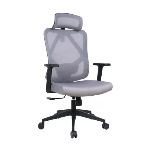 IRISOffice Eclipse siva ergonomska uredska okretna stolica od tkanine i mreže s uzglavljem i naslonom