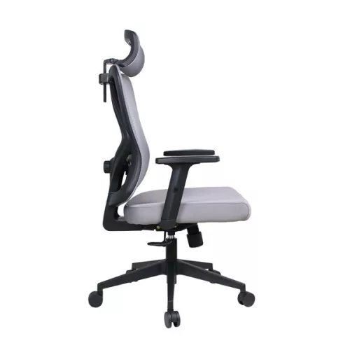 IRISOffice Eclipse siva ergonomska uredska okretna stolica od tkanine i mreže s uzglavljem i naslonom