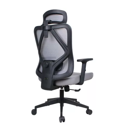 IRISOffice Eclipse siva ergonomska uredska okretna stolica od tkanine i mreže s uzglavljem i naslonom