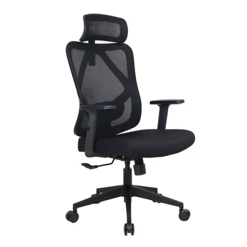 IRISOffice Eclipse crna ergonomska uredska okretna stolica od tkanine i mreže s uzglavljem i naslonom